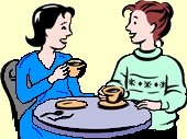 2 women sharing a relaxed cup of tea